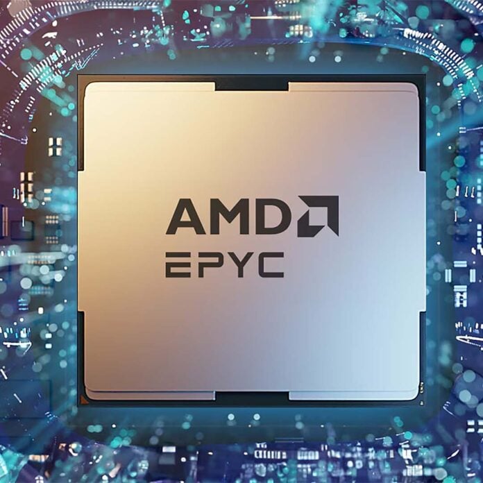 A render of an AMD Epyc CPU.
