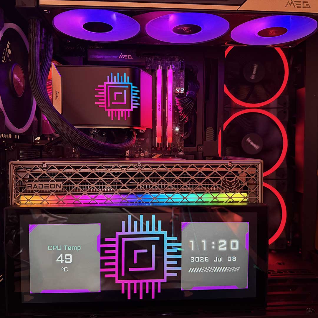 MSI MEG CoreLiquid E15 360 with MPG View Xpander 12 LCD in same system