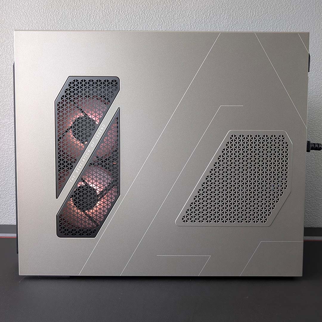 A side-view of the MEG Vision X AI, panel on.