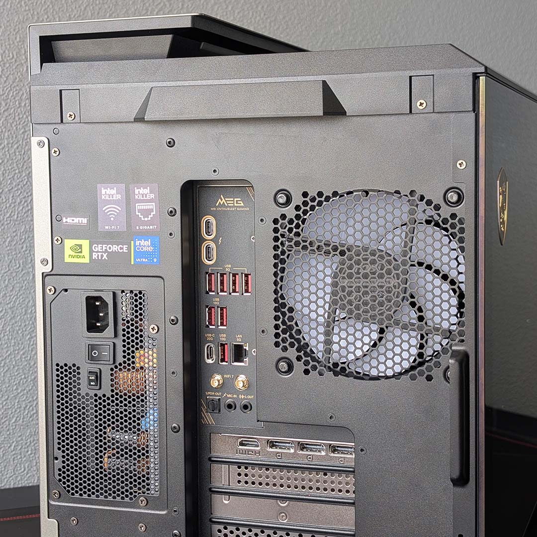 The rear of the MEG Vision X AI.
