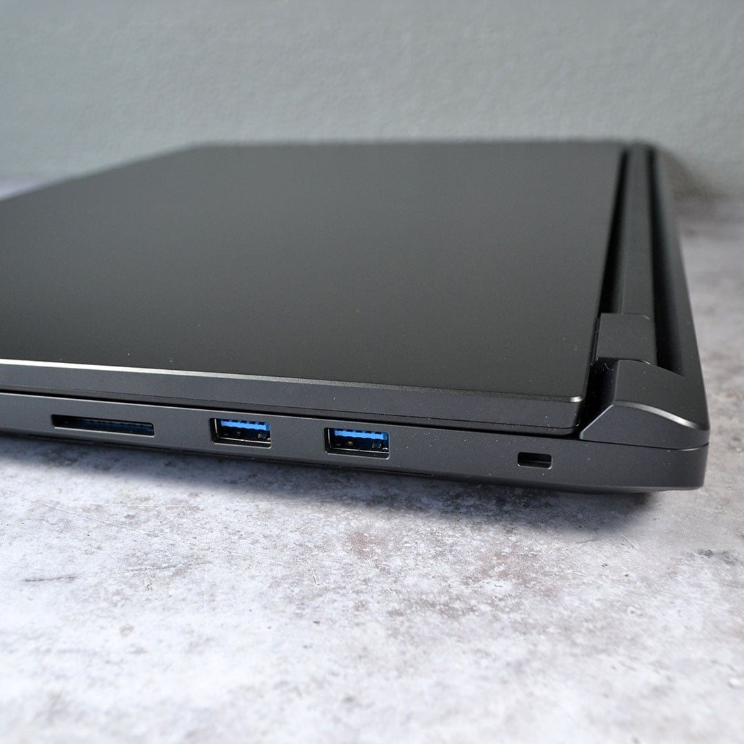 A close up of the PCSpecialist Ionico's right ports.