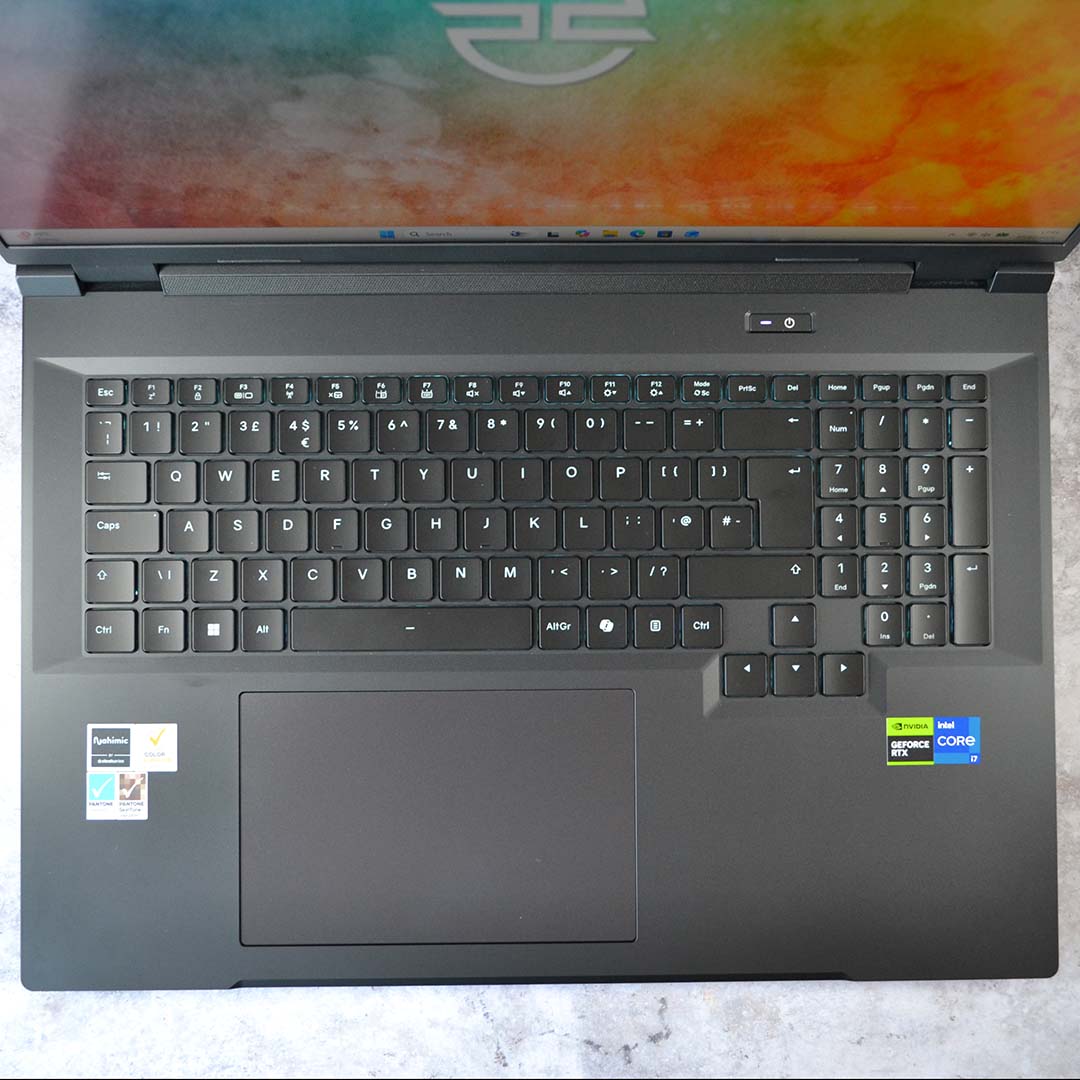 A top-down view of the Ionico 18's keyboard.