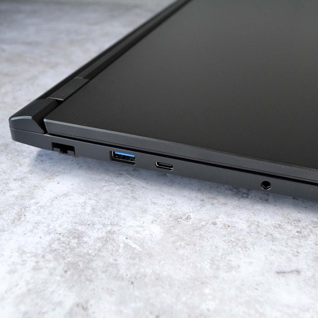 A close up of the PCSpecialist Ionico's left ports.