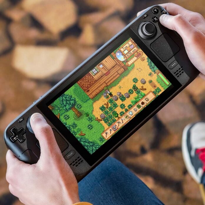 A Steam Deck playing Stardew Valley.