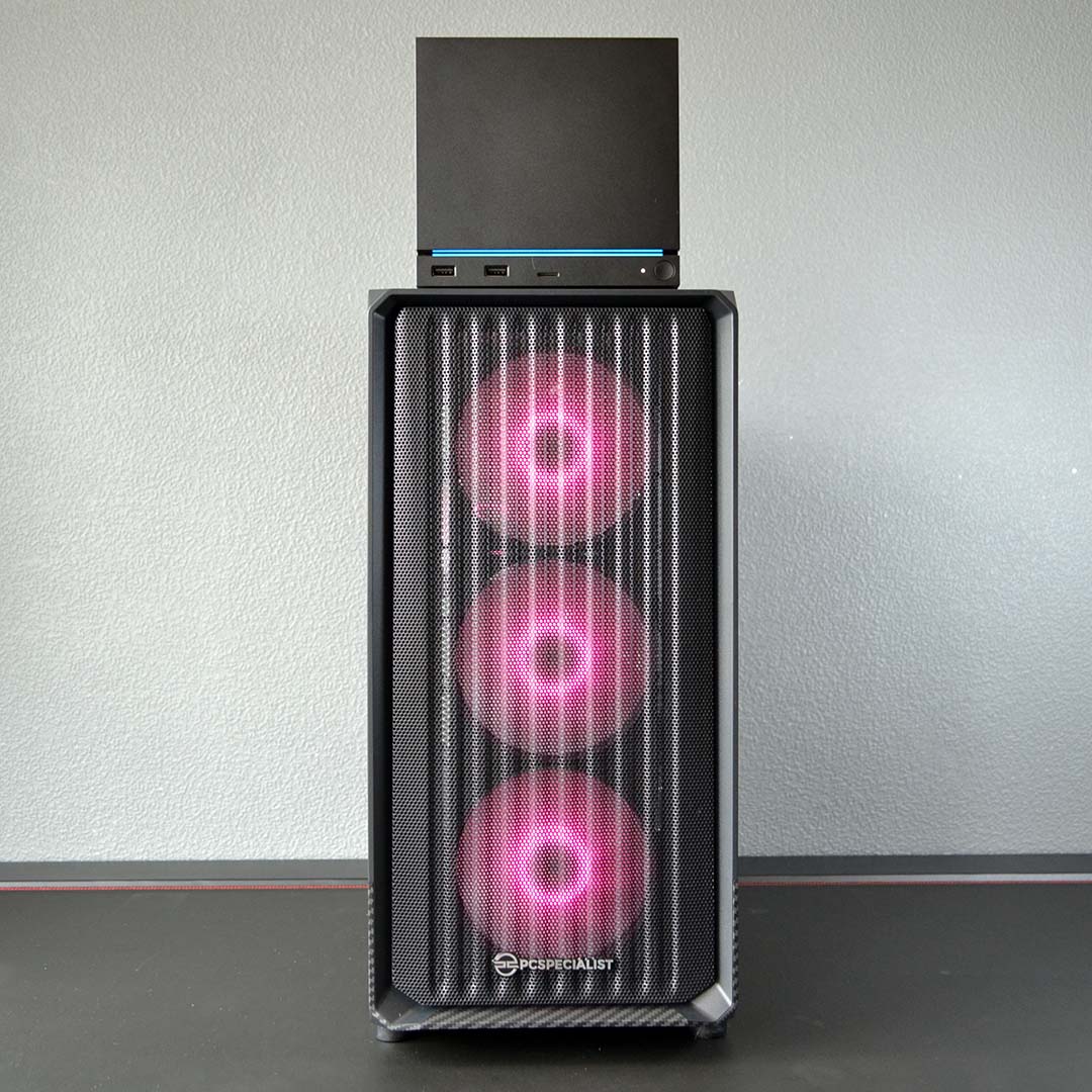 A Steam Machine (top) and PCSpecialist Zircon Spark C (bottom).