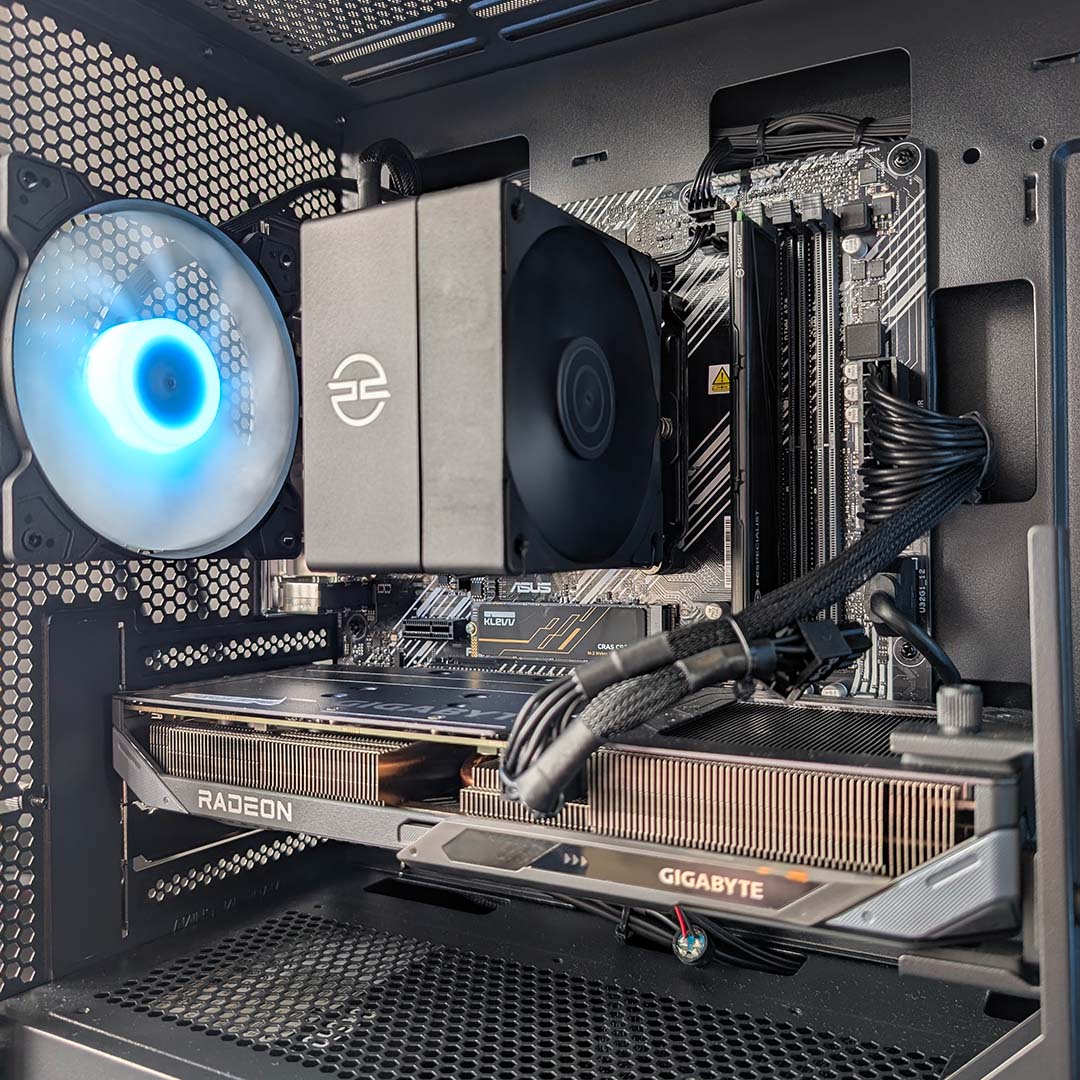 A close-up of the internal hardware for the PCSpecialist Zircon Spark C.