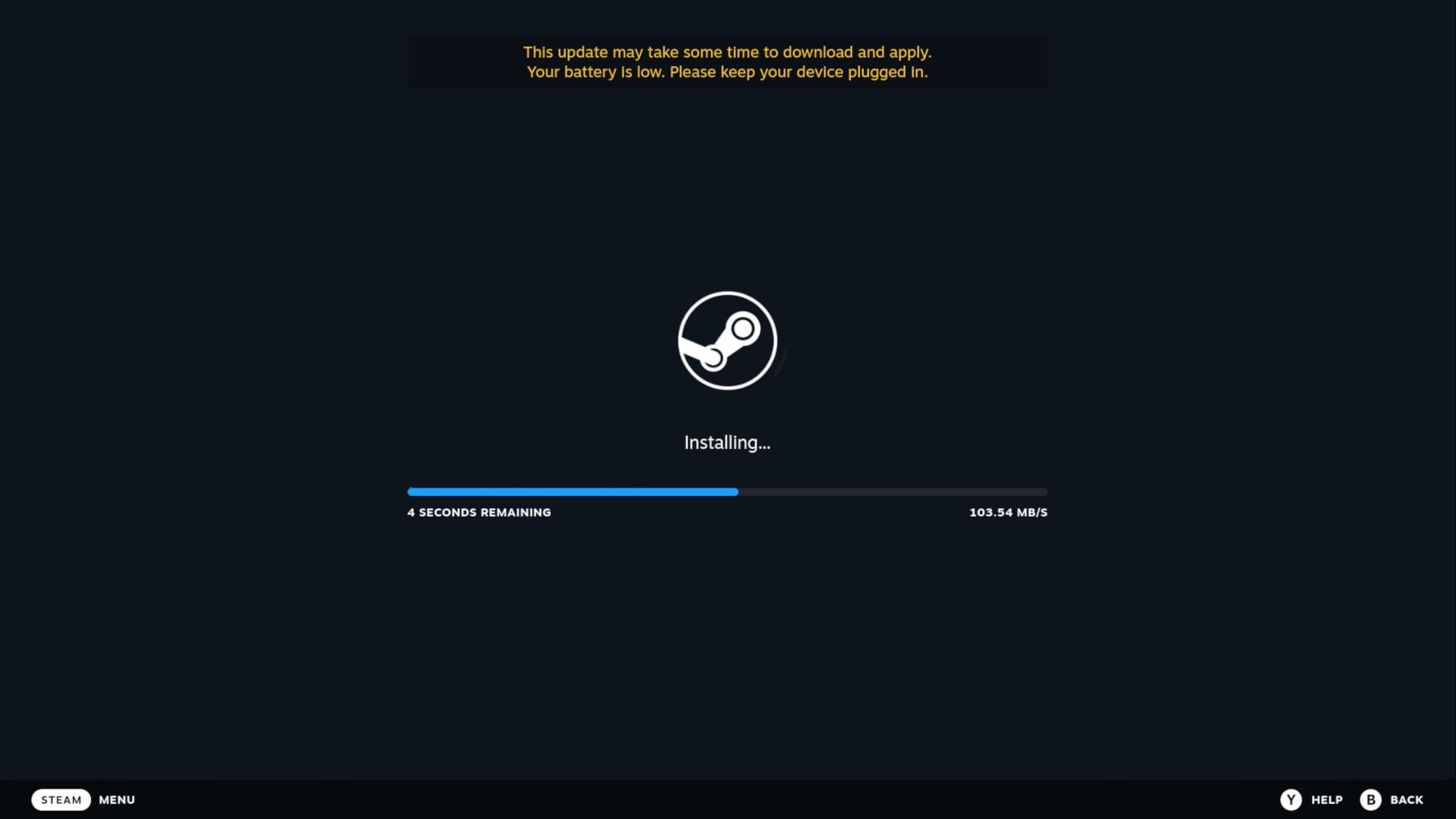 A screenshot of the initial SteamOS setup process on Steam Machine.