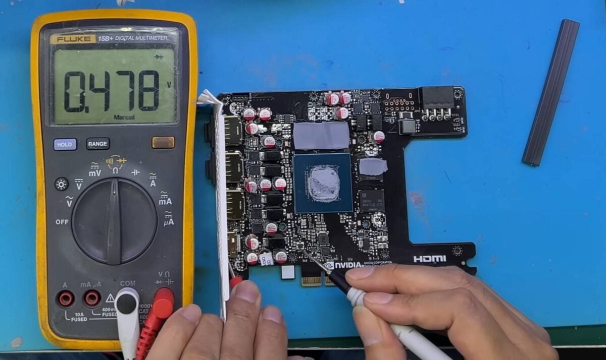 Bent Nvidia RTX 5060 Ti PCB test.