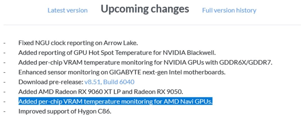 HWiNFO update changes.