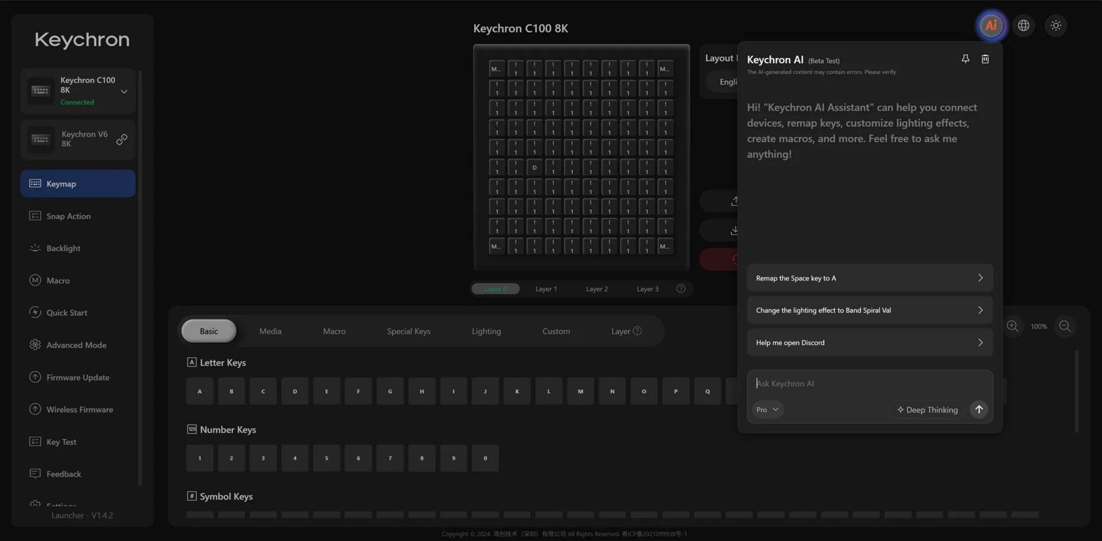 Keychron C100 8K - software.