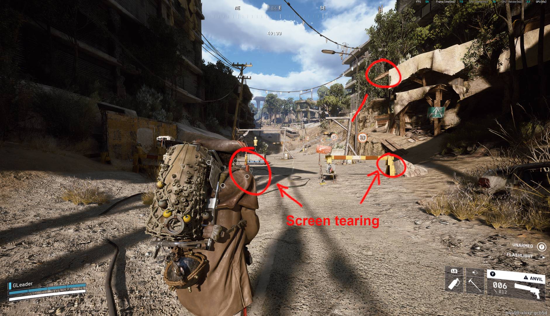 Screen tearing.