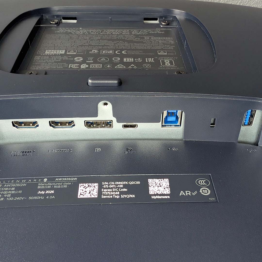 Some of the AW3926QW's built-in ports.