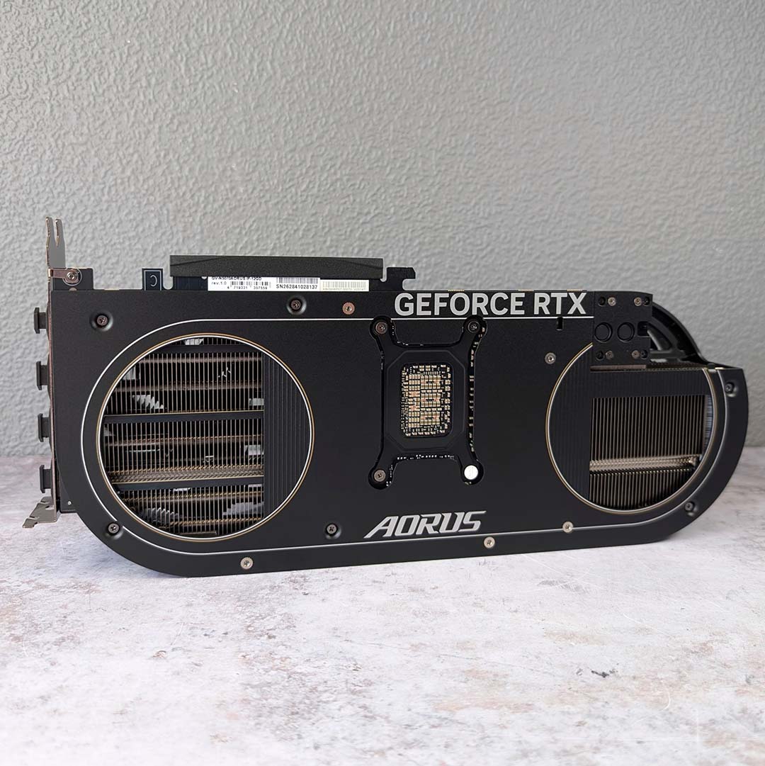 The Gigabyte Aorus GeForce RTX 5070 Infinity's backplate.