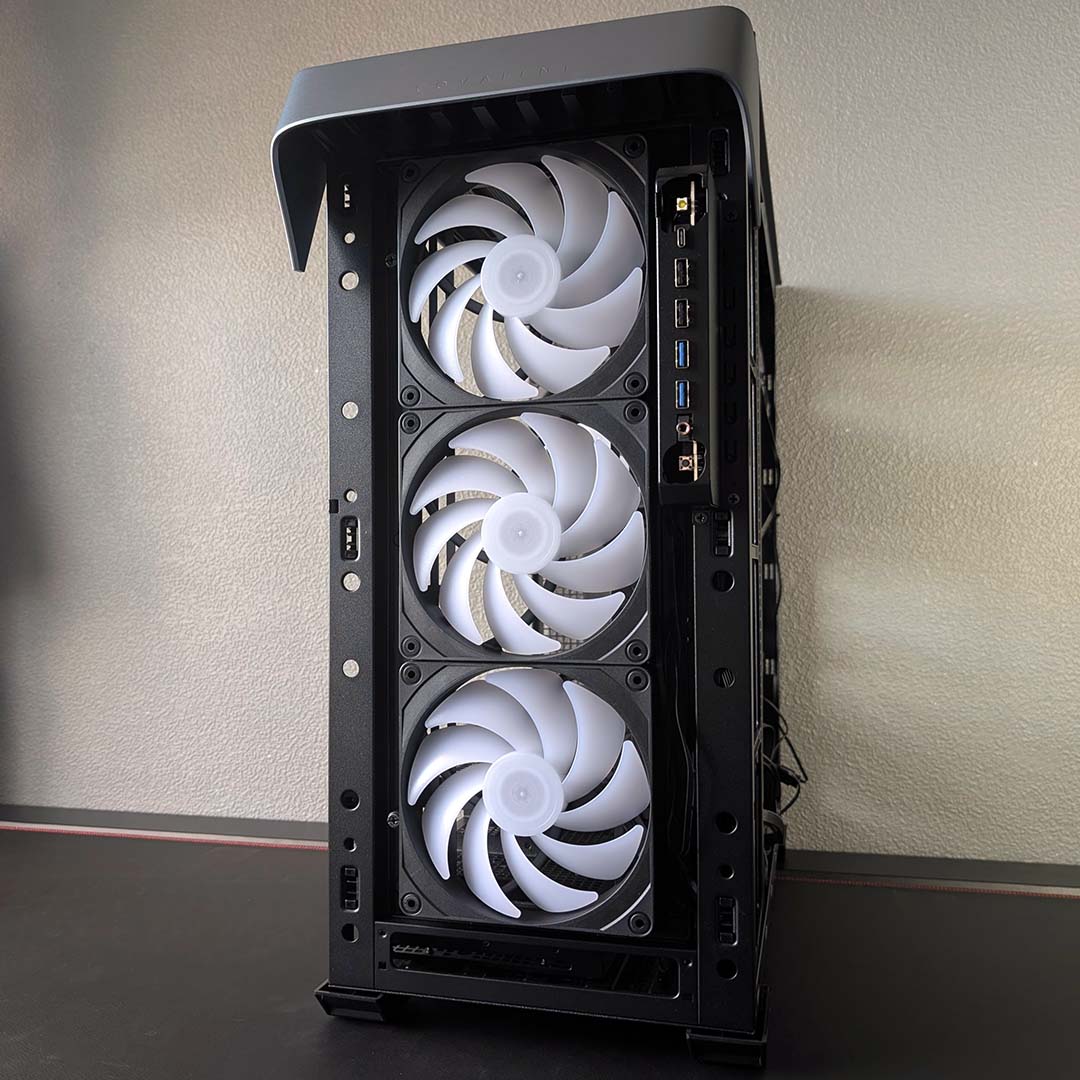 A front-side view of the InWin Covalent, panel removed.