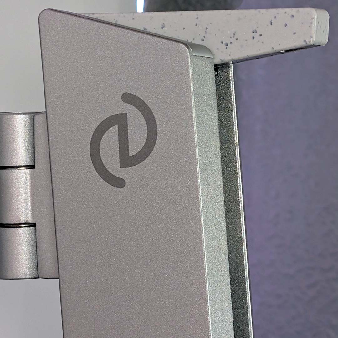 A close-up of the Philips Evnia logo on 32M2N8900P's stnad.
