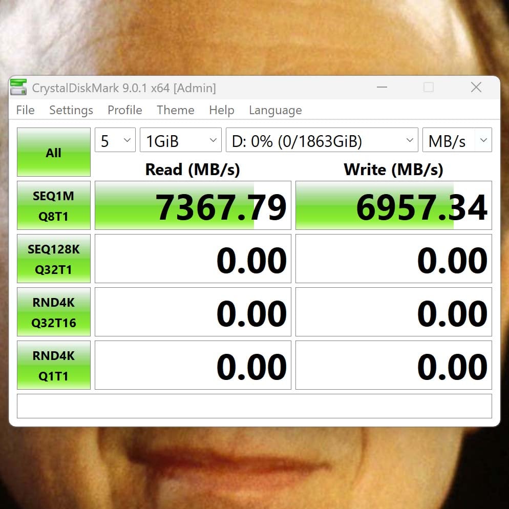 Sandisk Optimus GX 7100 CrystalDiskMark screenshot