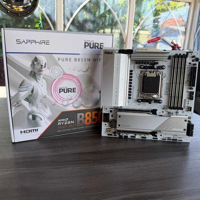 Sapphire Pure B850M motherboard with its box