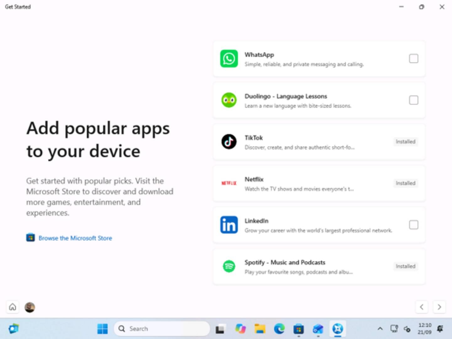 Windows 11 setup - quick app install.