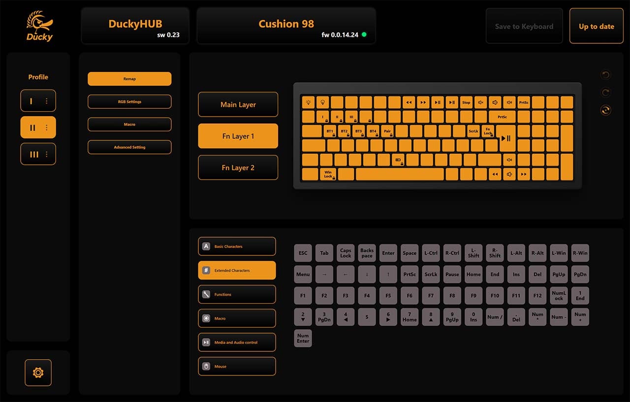 Ducky Cushion 98 software key remapping