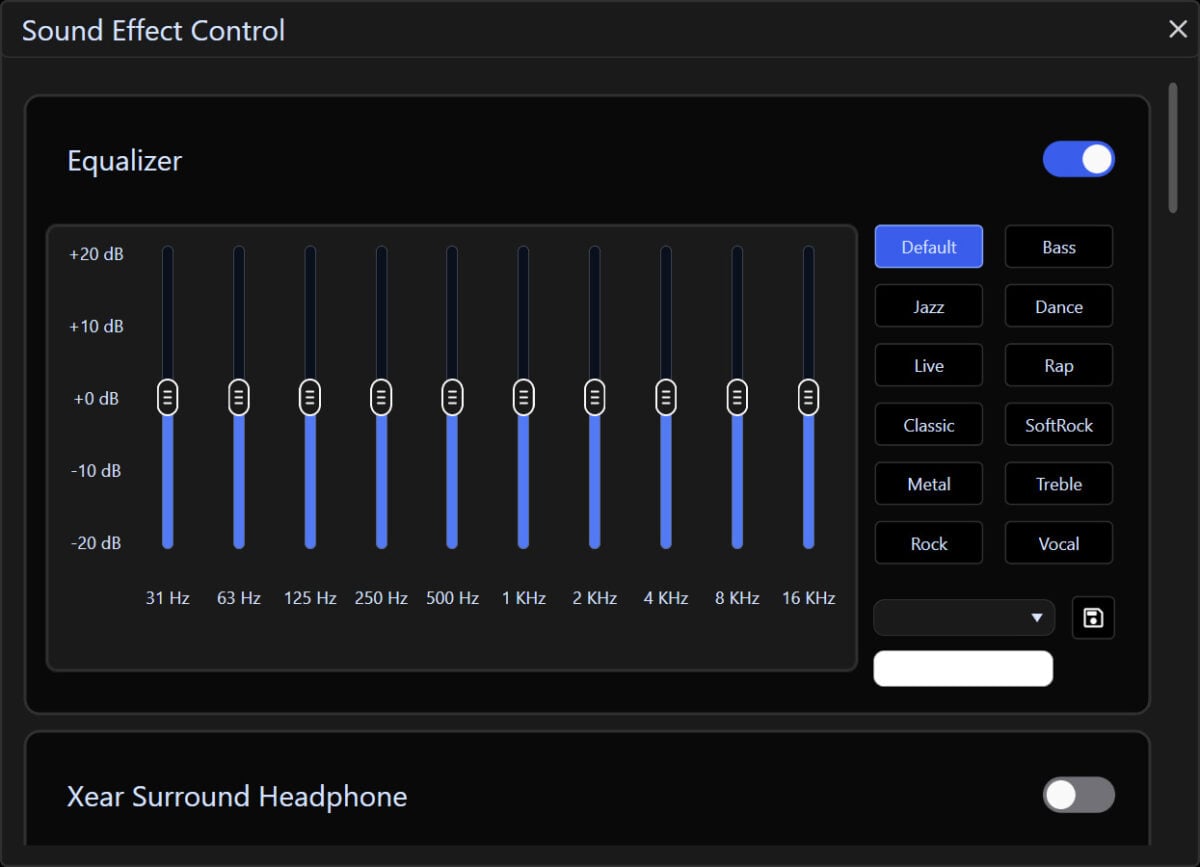 A screenshot of Endorfy Viro Studio's equaliser controls.
