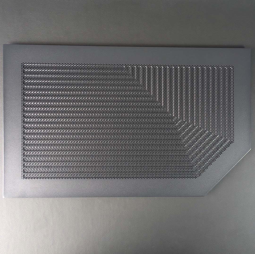 The topside of the top panel of the Hyte Y50 RGB.