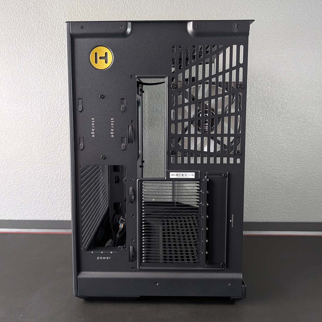 The rear of the Hyte Y50 RGB.