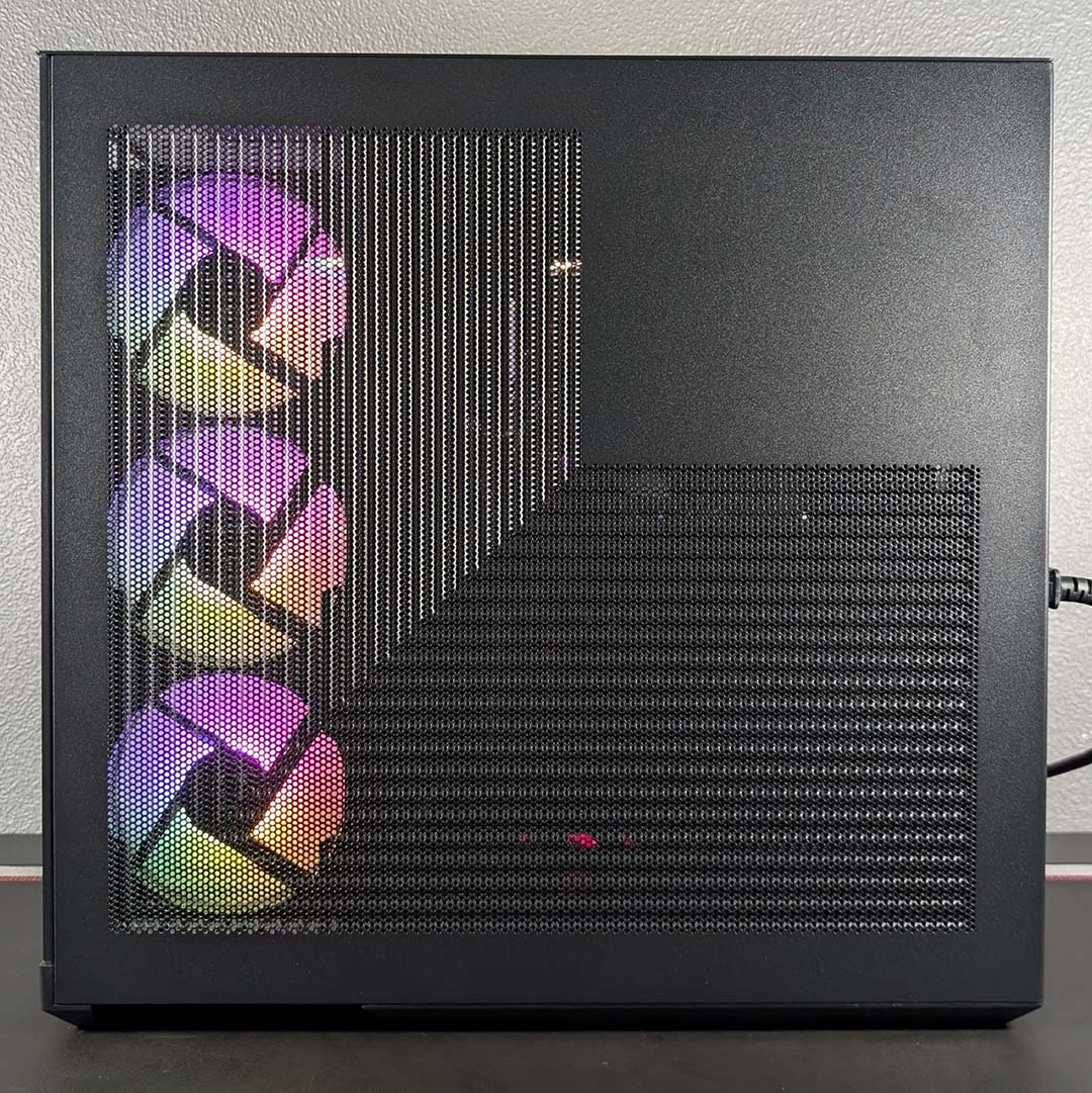 The Hyte Y50 RGB's rear chamber panel attached to the case.
