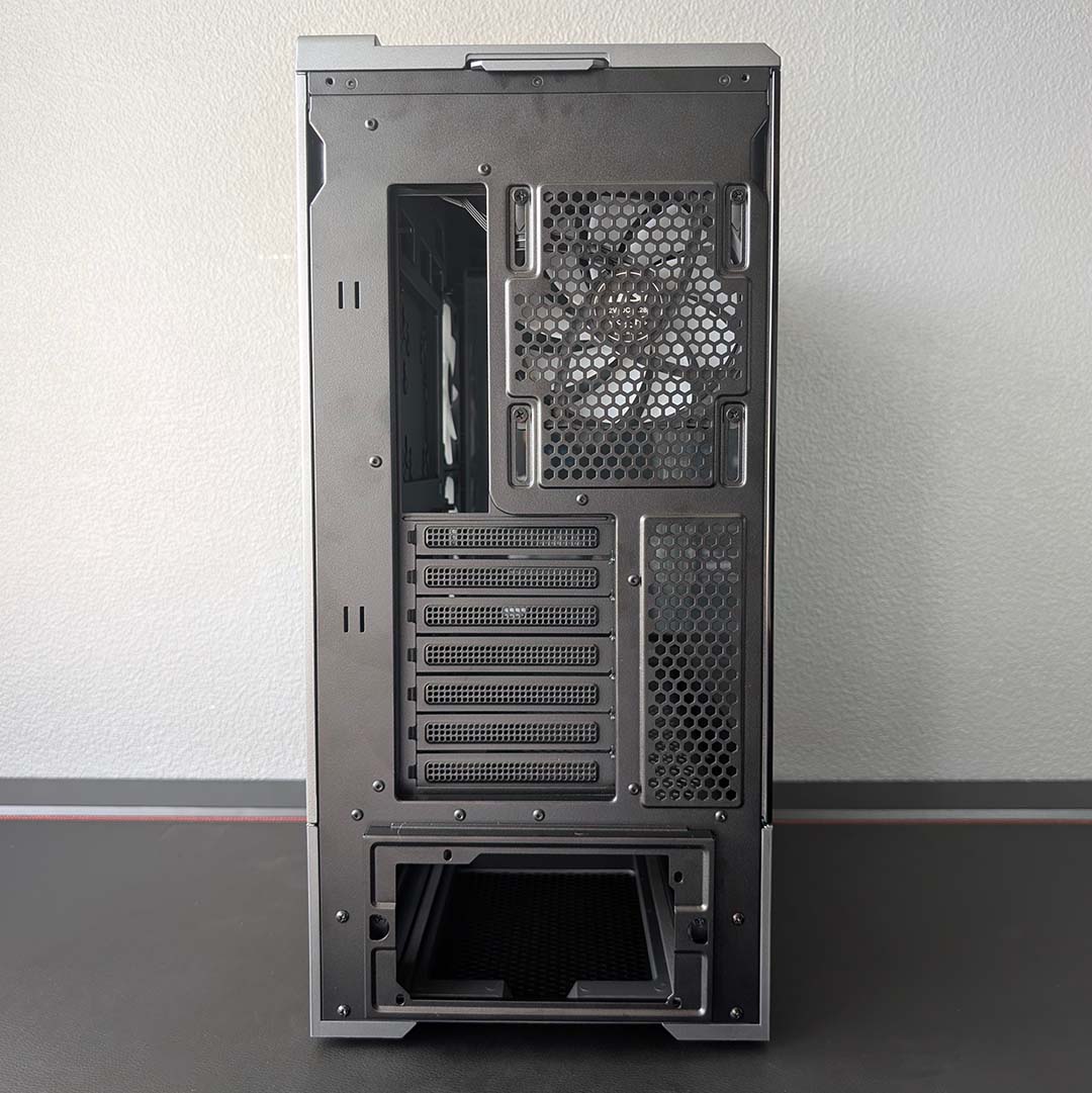 A rear view of the MSI MPG Vixta 300R PZ.