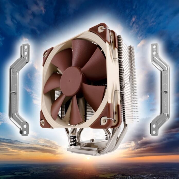 Noctua CPU cooler with mounting brackets.