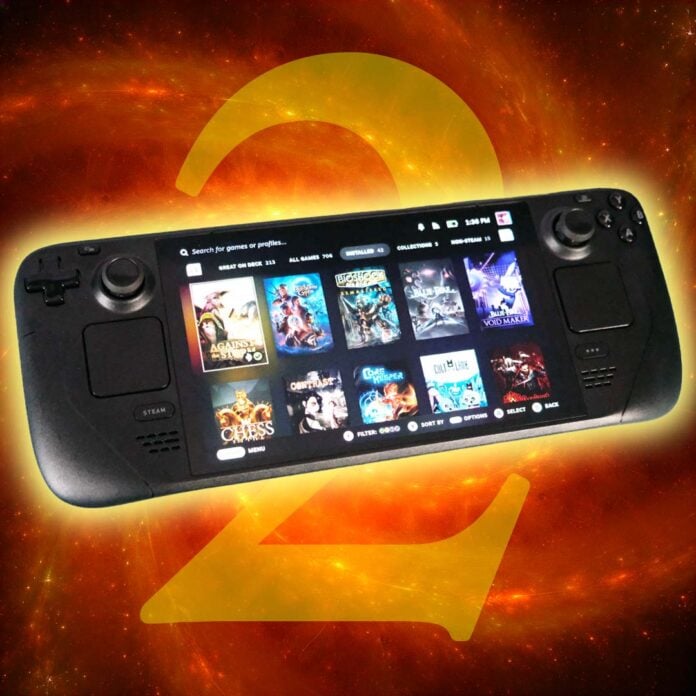 Steam Deck OLED on a 2 background