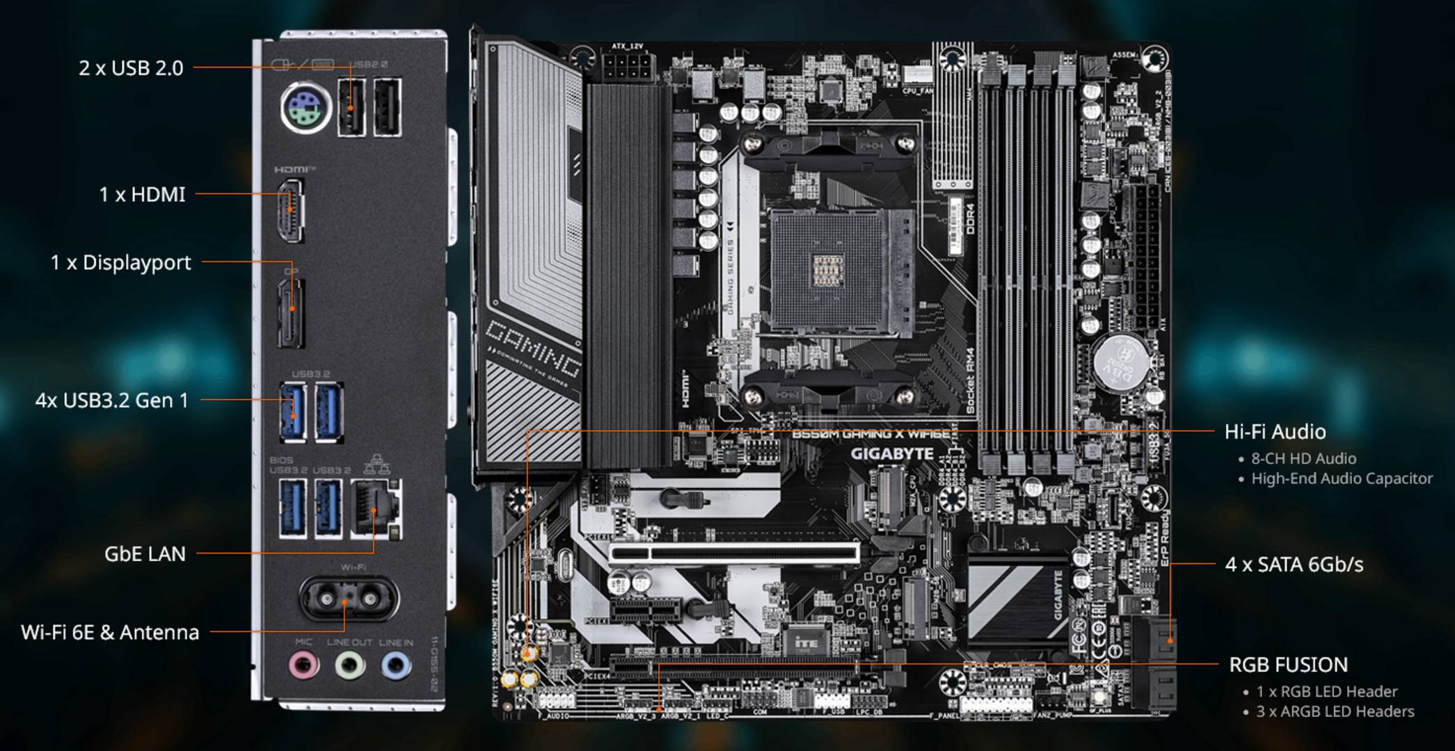 B550M Gaming X Wi-Fi 6E - connectivity.