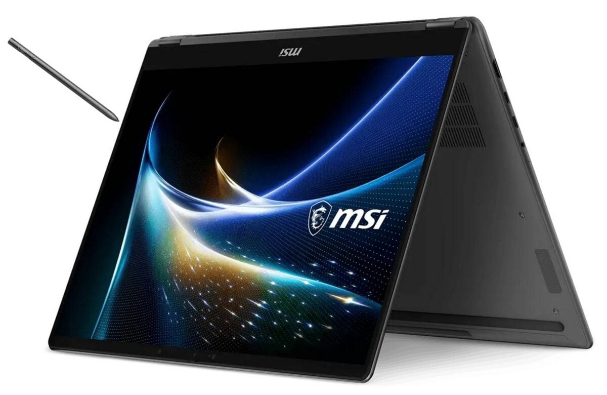 MSI Prestige N16 Flip AI+ tablet mode.
