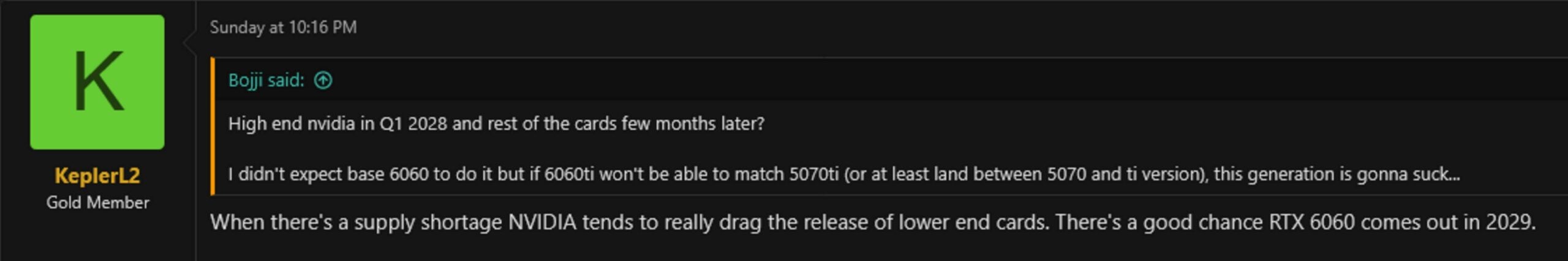 Nvidia RTX 6060 release date leak.