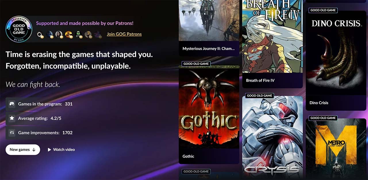 GOG Preservation Programme screenshot