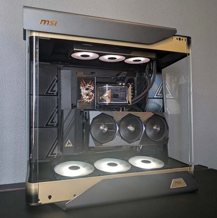 A side-on view of the MSI MEG Maestro 900R.