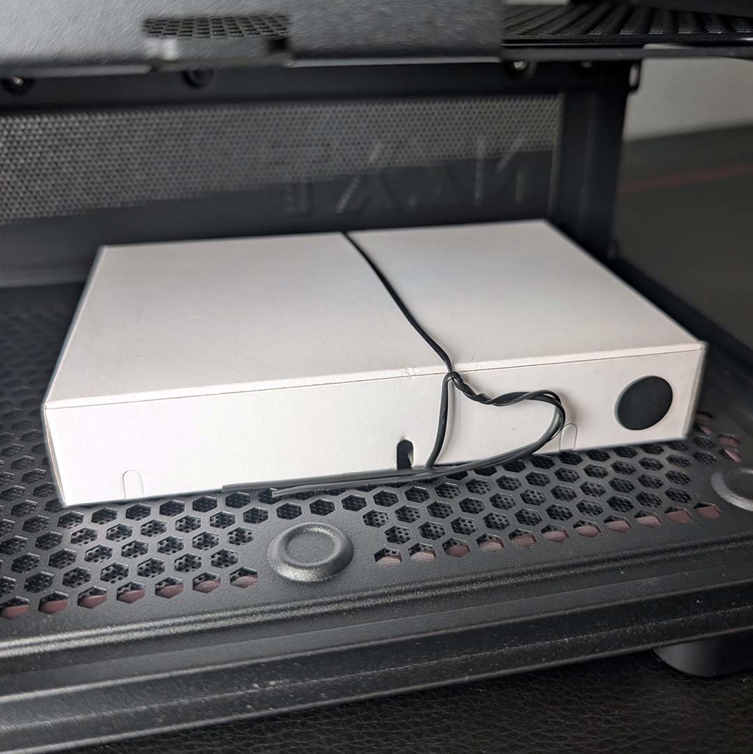 The accessories box for the NZXT S5 RGB, inside the case.