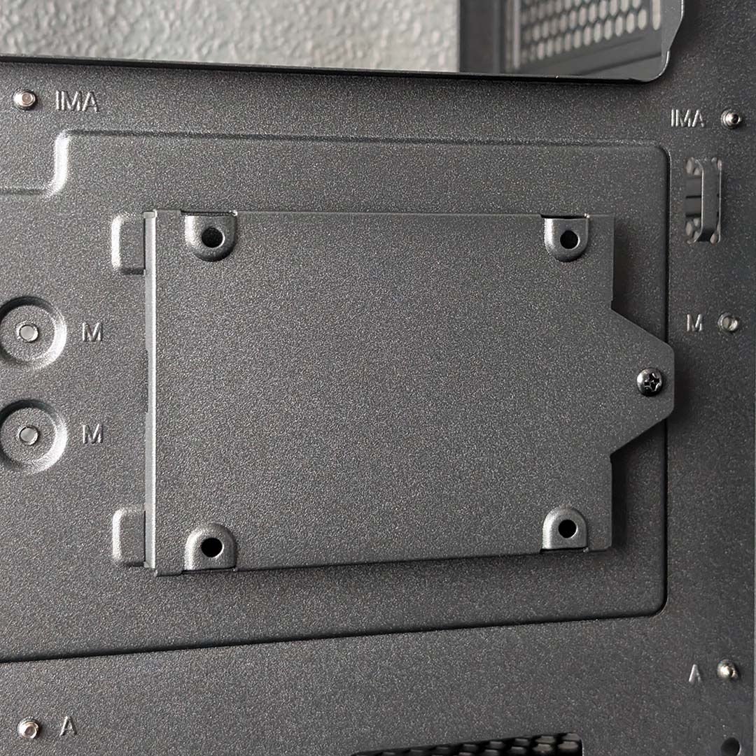 A close-up of the 2.5in drive caddy inside the NZXT S5 RGB.