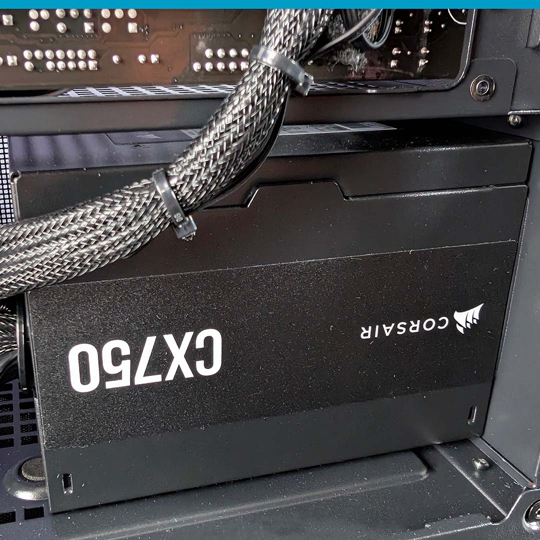 The Corsair CX750 inside the PCSpecialist Noble Extreme.